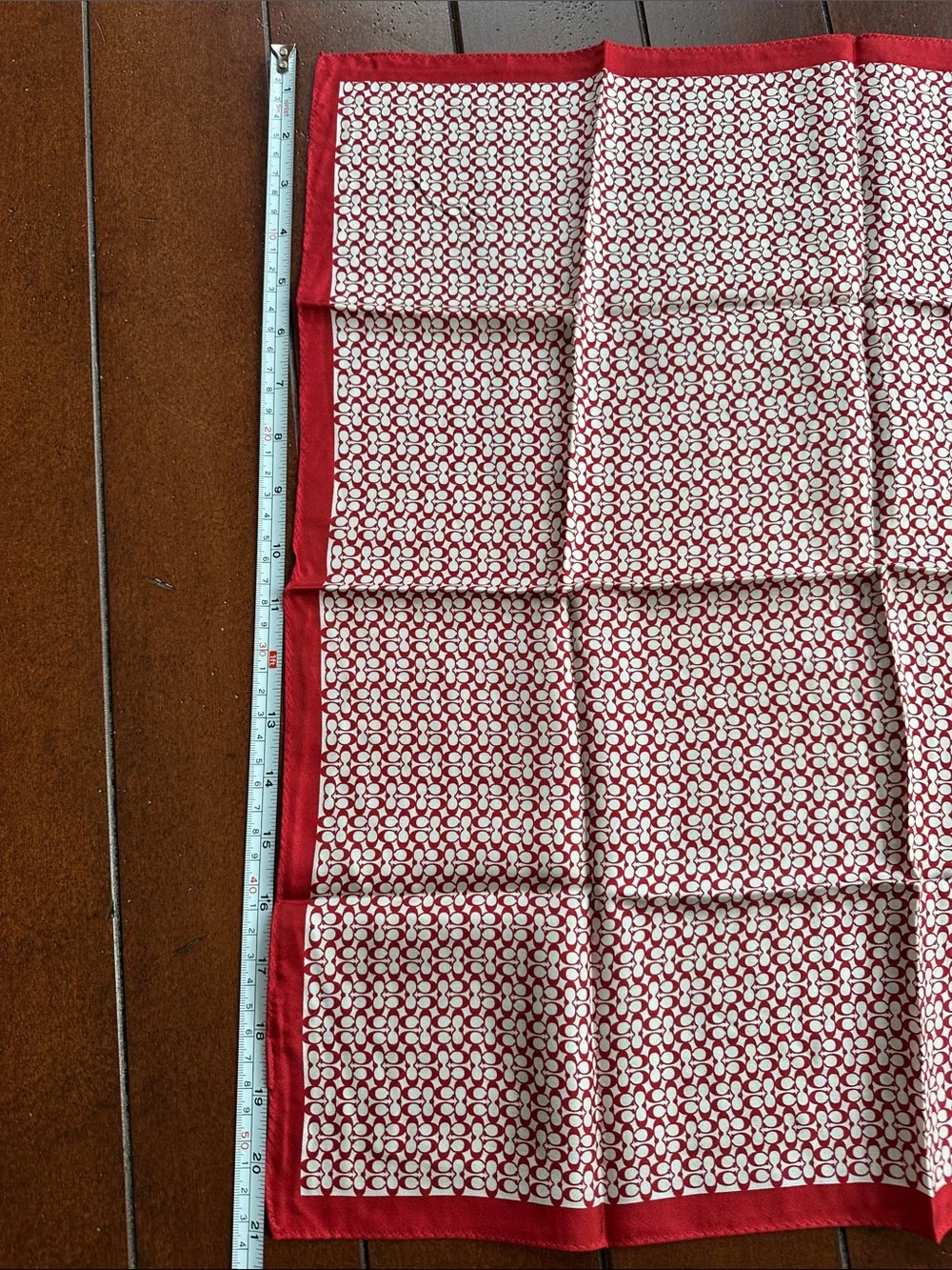 Coach Red and White Signature Pattern Scarf
